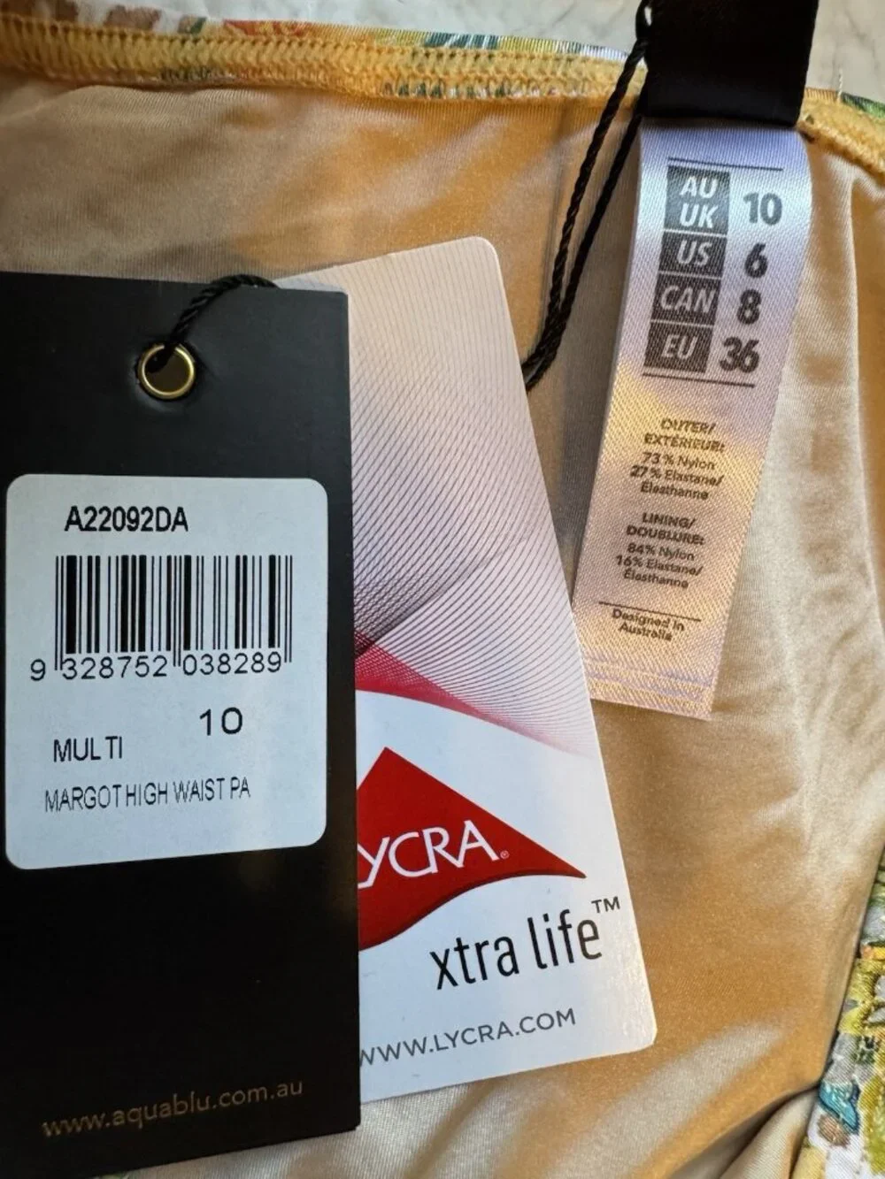 Aqua Blu Australia Womens Size 10 High-Waist Bikini Bottoms Dahlia Margot $85